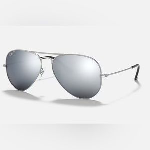 Rayban Aviator Mirror Polarized Sunglasses - Polished Silver